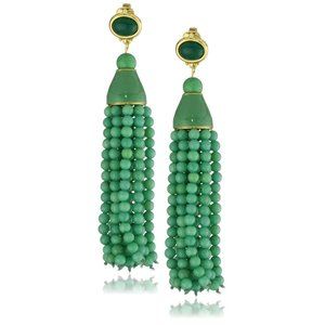 Kenneth Lane Tassle Jade Beaded Earrings